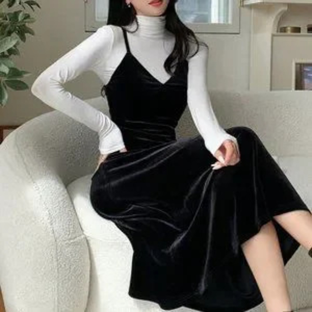 Black Casual Womens Solid Cami Dress